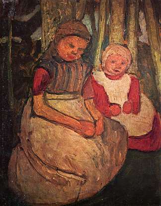 两个女孩坐在白桦林里 Two girls seated in the birch forest (c.1904 – c.1905)，保拉·莫德索恩·贝克尔