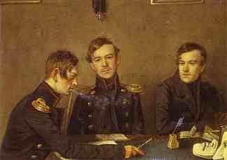 安德烈、格里戈里和亚历山大·德鲁日宁 Andrey, Grigoriy and Alexander Druzhinin (c.1840)，帕威尔·费多托夫