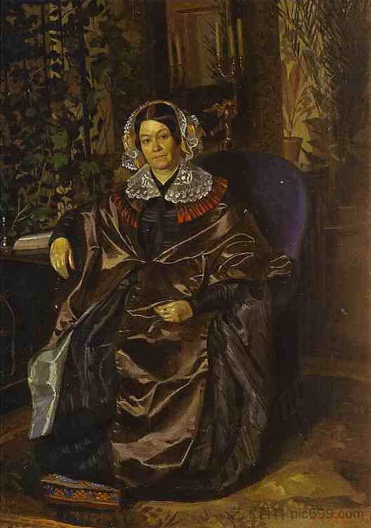 玛丽亚·巴甫洛夫娜·德鲁日尼娜的肖像 Portrait of Maria Pavlovna Druzhinina，帕威尔·费多托夫