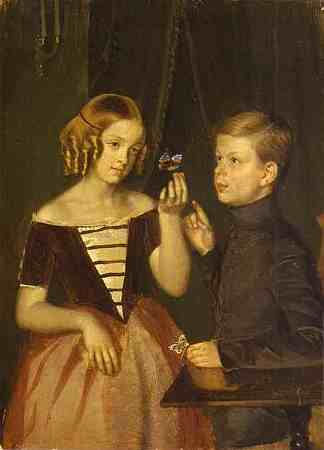 奥尔加·伊万诺夫娜和费多尔·伊万诺夫的肖像 Portrait of Olga Ivanovna and Fedor Ivanov (1851)，帕威尔·费多托夫