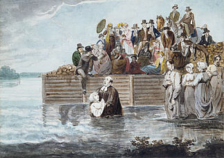 暴风雨中的费城再洗礼派沉浸 A Philadelphia Anabaptist Immersion during a Storm (c.1812; Philadelphia,United States                     )，帕维尔斯文音