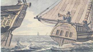 两艘船在海上相遇 Meeting of two ships in the sea (c.1812; Philadelphia,United States                     )，帕维尔斯文音