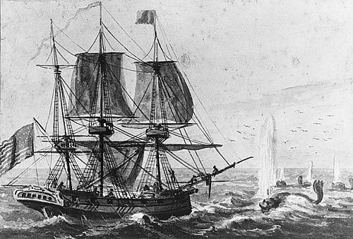 在纽芬兰海岸用鳕鱼补充船上的储藏室 Replenishing the Ship's Larder with Codfish off the Newfoundland Coast (c.1812; Philadelphia,United States  )，帕维尔斯文音