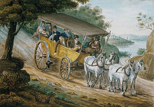 乘坐特伦顿附近的驿马车旅行 Travel by Stagecoach Near Trenton (c.1812; Philadelphia,United States  )，帕维尔斯文音