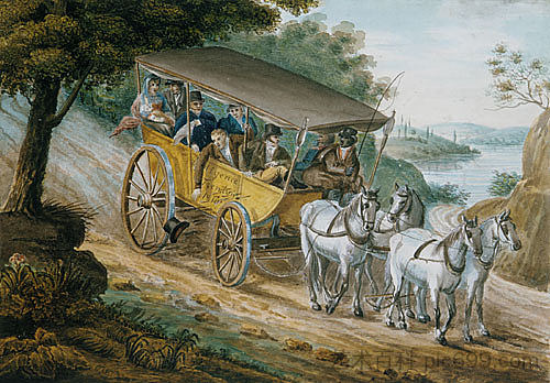 乘坐特伦顿附近的驿马车旅行 Travel by Stagecoach Near Trenton (c.1812; Philadelphia,United States  )，帕维尔斯文音