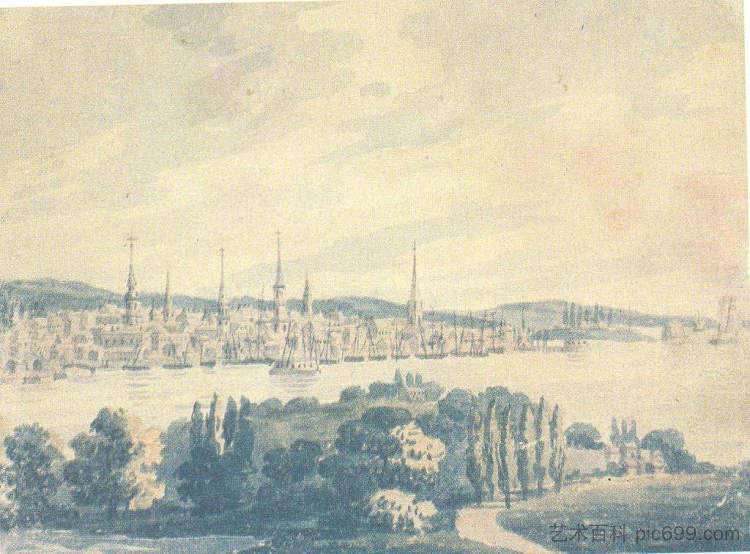 纽约风光 View of New York (c.1812; Philadelphia,United States  )，帕维尔斯文音