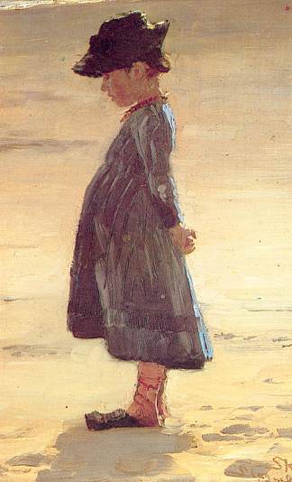 海滩上的女孩 Girl on the Beach (1884)，佩德·塞韦林·克罗耳