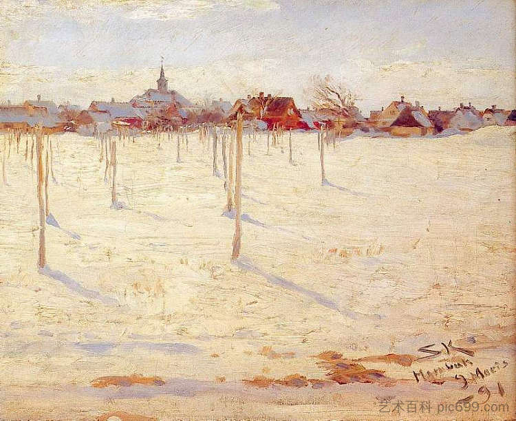 冬季的霍恩拜克 Hornbaek in Winter (1891)，佩德·塞韦林·克罗耳