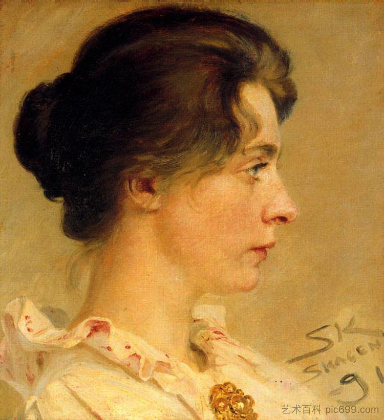 玛丽在个人资料中 Marie in Profile (1891)，佩德·塞韦林·克罗耳