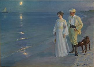 斯卡恩海滩上的夏夜 Summer evening on Skagen’s beach (1899)，佩德·塞韦林·克罗耳