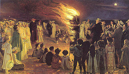 斯卡恩海滩上的圣约翰前夕篝火 St John's Eve Bonfire on Skagen's Beach (1906)，佩德·塞韦林·克罗耳