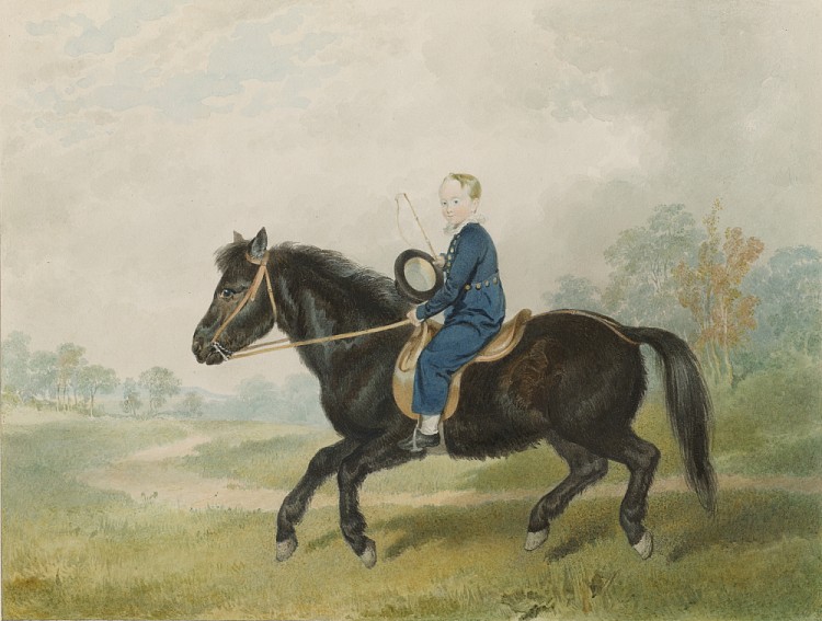 画一个小男孩骑着小马 Painting of a young boy riding a pony (c.1820 - c.1829)，彭里·威廉姆斯