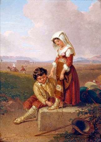 意大利农民儿童 Italian Peasant Children (1841)，彭里·威廉姆斯