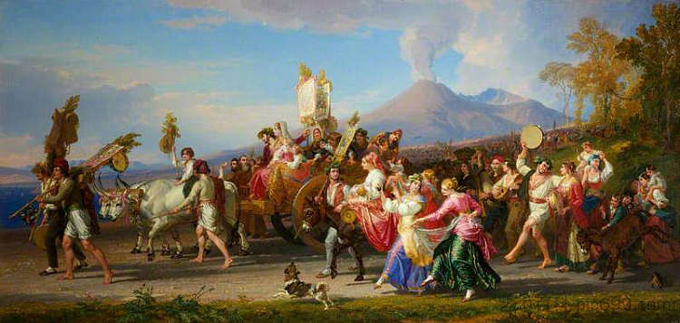 那不勒斯的圣母节 The Festa of the Madonna dell'Arco at Naples (1836)，彭里·威廉姆斯