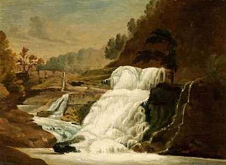 下山谷的瀑布 Waterfall in the Neath Valley (1819)，彭里·威廉姆斯