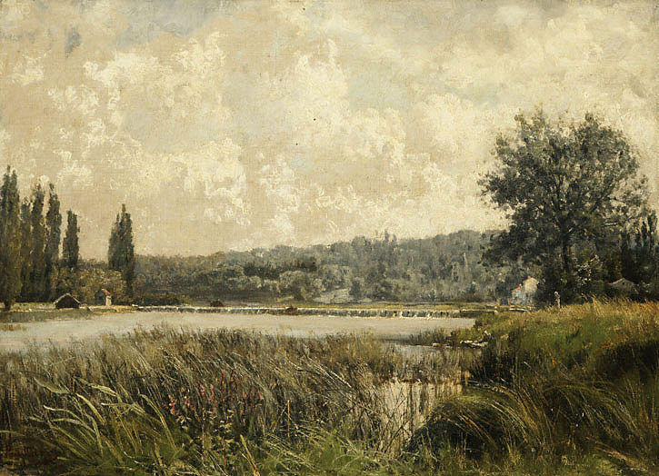 巴黎附近塞纳河支流的景观 Landscape with a tributary of the Seine, near Paris (1872)，佩里克尔斯·潘塔齐斯