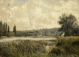 巴黎附近塞纳河支流的景观 Landscape with a tributary of the Seine, near Paris (1872)，佩里克尔斯·潘塔齐斯