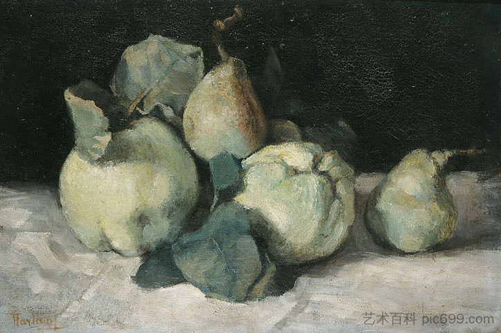 静物与榅桲 Still life with quinces (1880)，佩里克尔斯·潘塔齐斯