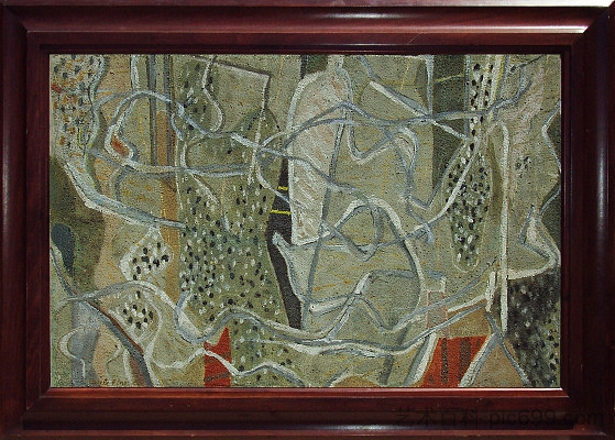 无题（棕色、红色、绿色、白色） Untitled (Brown, Red, Green, White) (1950)，珀利·芬