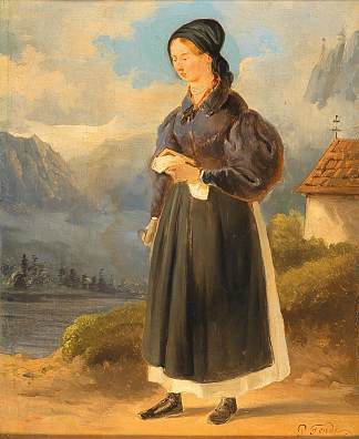 来自萨尔茨卡默古特的乡下妇女 Countrywoman from the Salzkammergut (c.1821)，彼得·芬迪