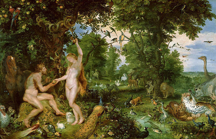 亚当和夏娃在值得的天堂 Adam and Eve in Worthy Paradise (c.1610 - c.1615)，彼得·保罗·鲁本斯