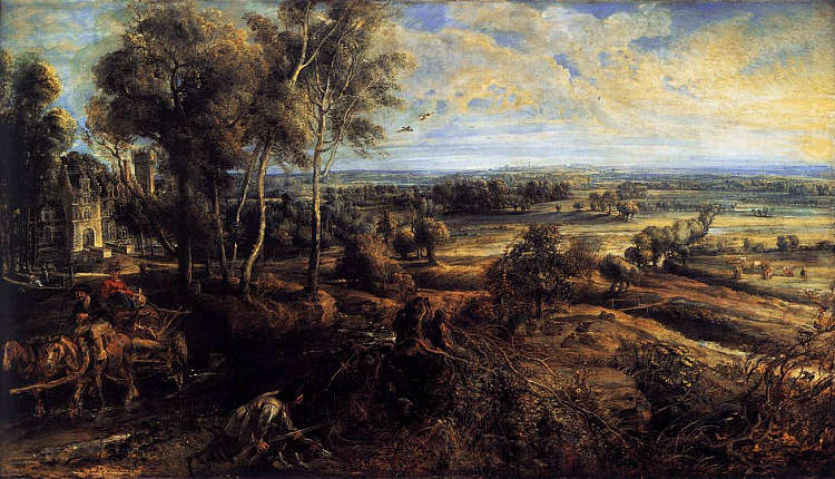 秋天的风景与赫特斯蒂恩的景色 Autumn Landscape with a View of Het Steen (c.1635)，彼得·保罗·鲁本斯