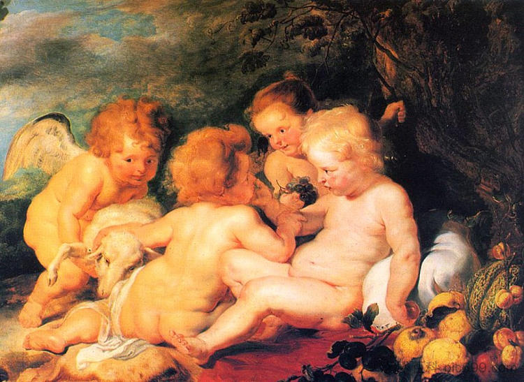 基督和圣约翰与天使 Christ and St. John with Angels (c.1615 - c.1620),彼得·保罗·鲁本斯