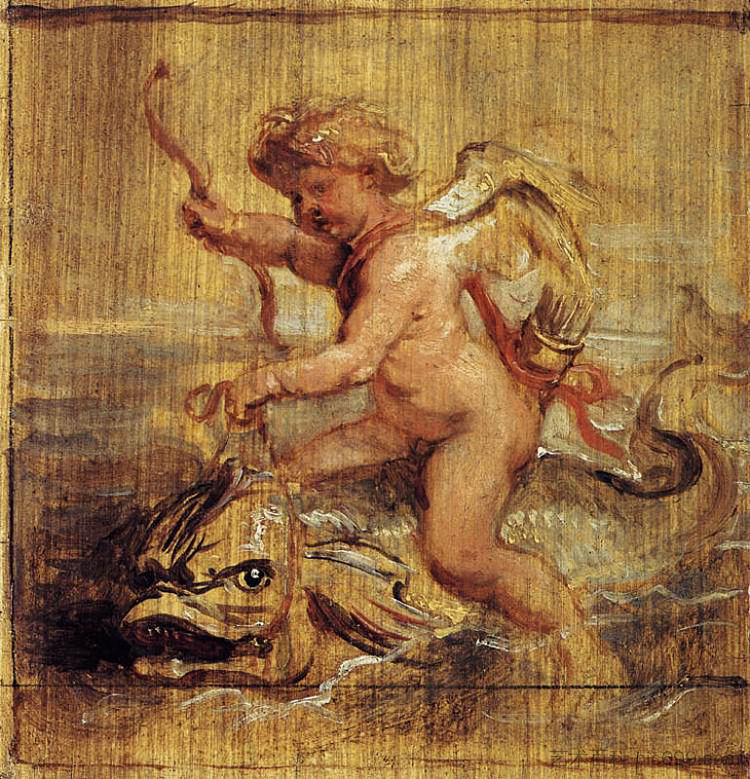 丘比特骑海豚 Cupid Riding a Dolphin (1636)，彼得·保罗·鲁本斯