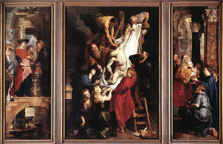 十字架的后裔 - 三联画 Descent from the Cross - triptych (1612 - 1614)，彼得·保罗·鲁本斯