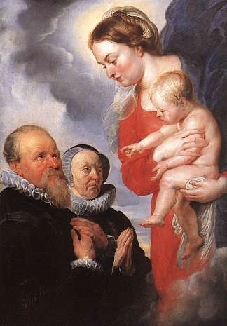 麦当娜和孩子与捐赠者亚历山大·古博和他的妻子安妮·安东尼 Madonna and Child with the Donors Alexandre Goubeau and his wife Anne Antoni (c.1604)，彼得·保罗·鲁本斯