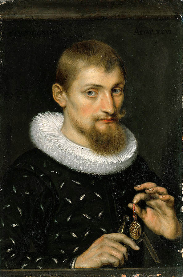 一个人的肖像，可能是建筑师或地理学家 Portrait of a Man, Possibly an Architect or Geographer (1597)，彼得·保罗·鲁本斯