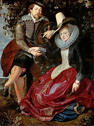 与他的第一任妻子伊莎贝拉·布兰特在金银花凉亭的自画像 Self Portrait with His First Wife Isabella Brant in the Honeysuckle Bower，彼得·保罗·鲁本斯