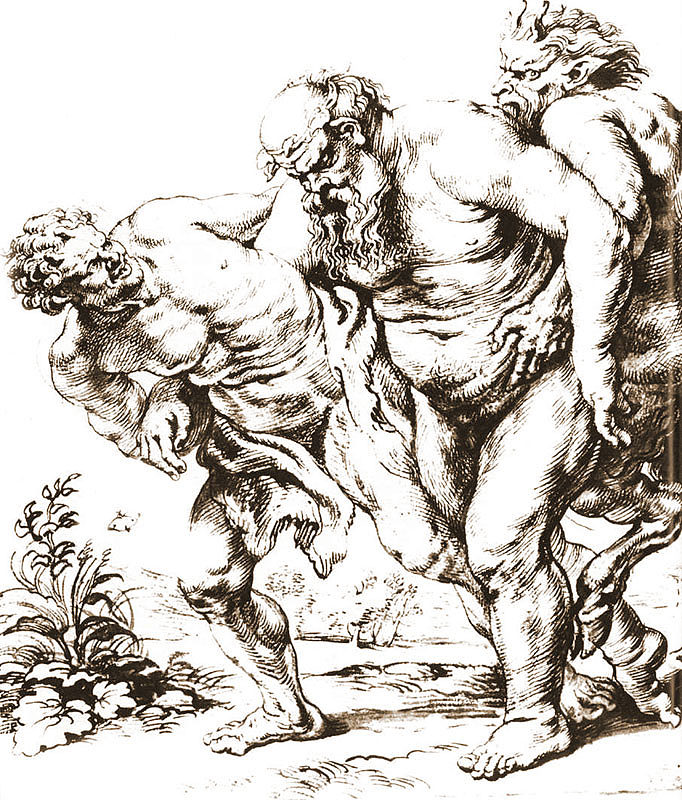 西勒努斯（或巴克斯）和色狼 Silenus (or Bacchus) and Satyrs (c.1616)，彼得·保罗·鲁本斯