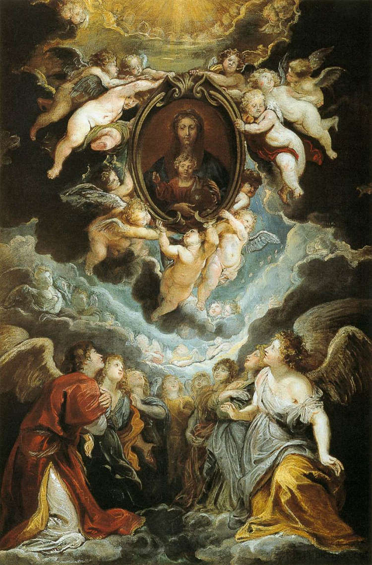 塞拉芬和基路伯崇拜的瓦利切拉圣母 The Madonna della Vallicella Adored by Seraphim and Cherubim (1608)，彼得·保罗·鲁本斯