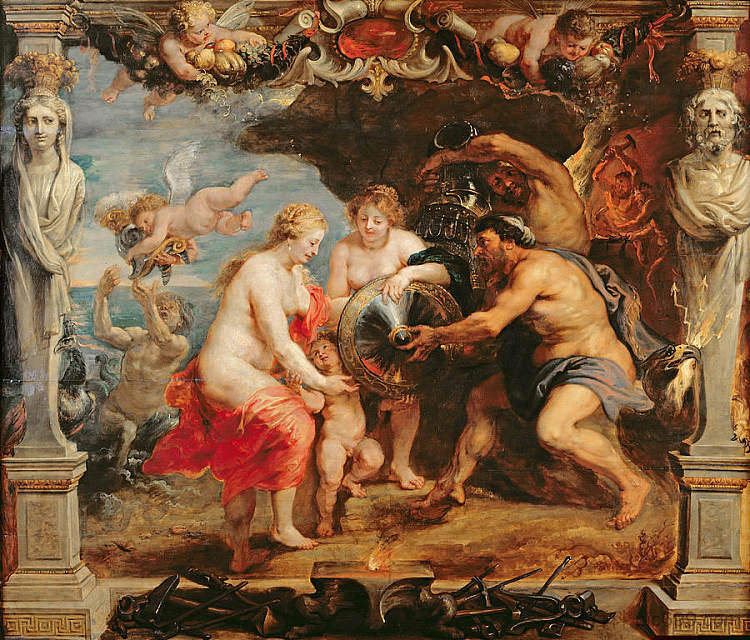 忒提斯从瓦肯努斯手中接过阿喀琉斯的武器 Thetis Receiving the Arms of Achilles from Vulcanus,彼得·保罗·鲁本斯