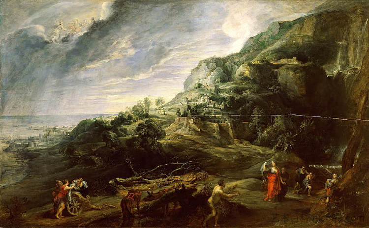 菲亚西亚岛上的尤利西斯和娜乌西卡 Ulysses and Nausicaa on the Island of the Phaeacians (c.1627),彼得·保罗·鲁本斯
