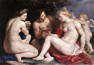 维纳斯、丘比特、巴克斯和谷神星 Venus, Cupid, Bacchus and Ceres (1612 – 1613)，彼得·保罗·鲁本斯