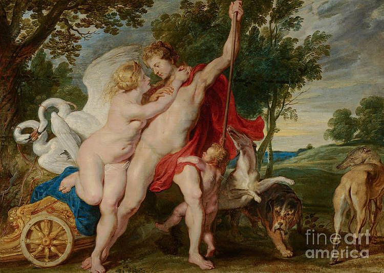 金星试图阻止阿多尼斯前往狩猎 Venus Trying to Restrain Adonis from Departing for the Hunt，彼得·保罗·鲁本斯