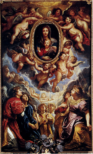 受天使喜爱的圣母子 Virgin and Child Adored By Angels (1608)，彼得·保罗·鲁本斯