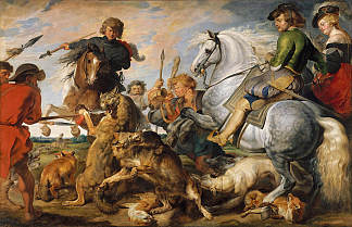 猎狼和猎狐 Wolf and Fox Hunt (c.1616)，彼得·保罗·鲁本斯