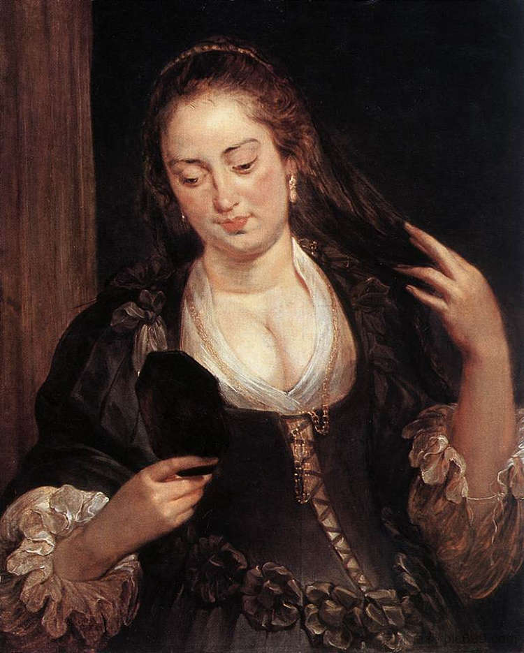 拿镜子的女人 Woman with a Mirror (c.1640)，彼得·保罗·鲁本斯