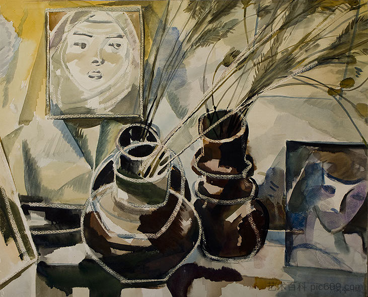 静物（带有女孩的肖像） Still Life (with a Portrait of a Girl) (1981)，马来亚彼得罗斯