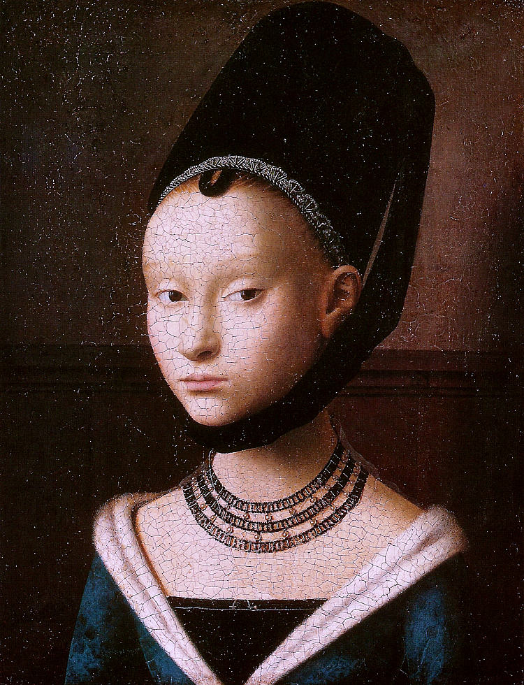 一个年轻女孩的肖像 Portrait of a Young Girl (c.1470)，佩特鲁斯·克里斯图斯