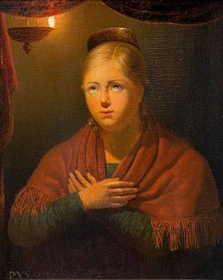 烛光下的年轻女子 A young woman at candlelight，彼得·范·申德尔
