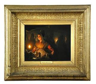 烛光下女仆的室内装饰 An Interior with a maidservant by candlelight，彼得·范·申德尔