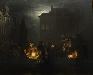 安特卫普夜市 Night market in Antwerp (1843)，彼得·范·申德尔