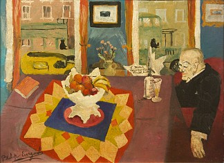 无题（室内与桌上的男人） Untitled (Interior with Man at Table) (c.1932)，菲利普·埃弗古德