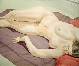 躺在紫色窗帘上的女性裸体 Lying Female Nude on Purple Drape (1968)，菲利普·佩尔斯坦