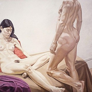 男性和女性裸体与红色和紫色窗帘 Male and Female Nudes with Red and Purple Drape (1968)，菲利普·佩尔斯坦