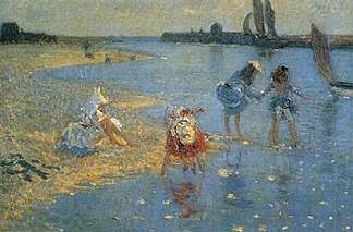 沃尔伯斯维克。儿童划船 Walberswick. Children Paddling (1891)，菲利普·威尔逊·施特尔